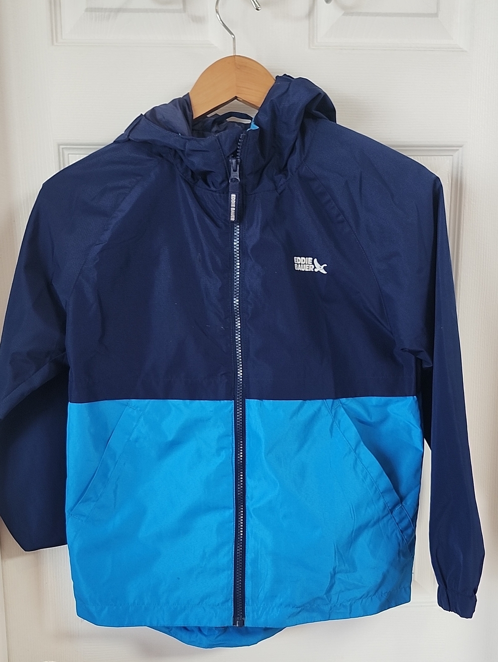 Eddie Bauer Navy and Bright Blue Kids Hooded Windbreaker